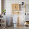 Wicker MDF Over Toilet Storage Cabinet, 3-Tier Space-Saving Organizer, Adjustable Shelf, 2-Door Enclosed Storage, Fits Standard Toilets, Anti-Tip Kit